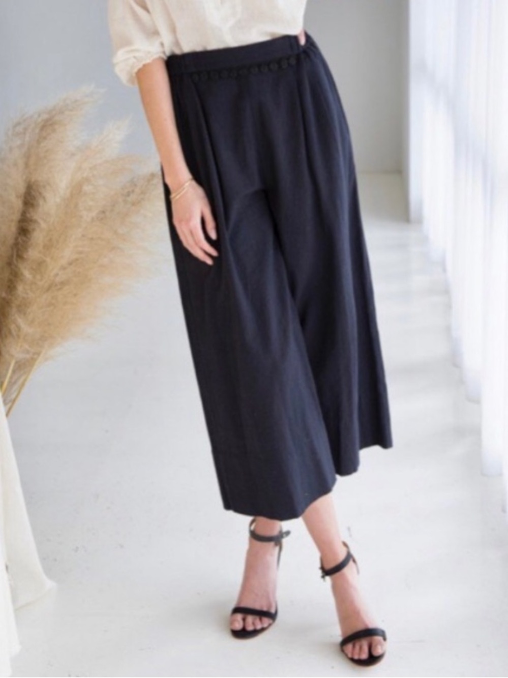 Mirth Istanbul Pant in Black Cotton Flax Small